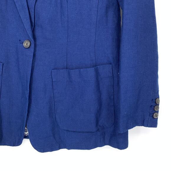 Old Navy Single Button Blazer Jacket Womens Size Medium Blue Linen Blend - Picture 4 of 6
